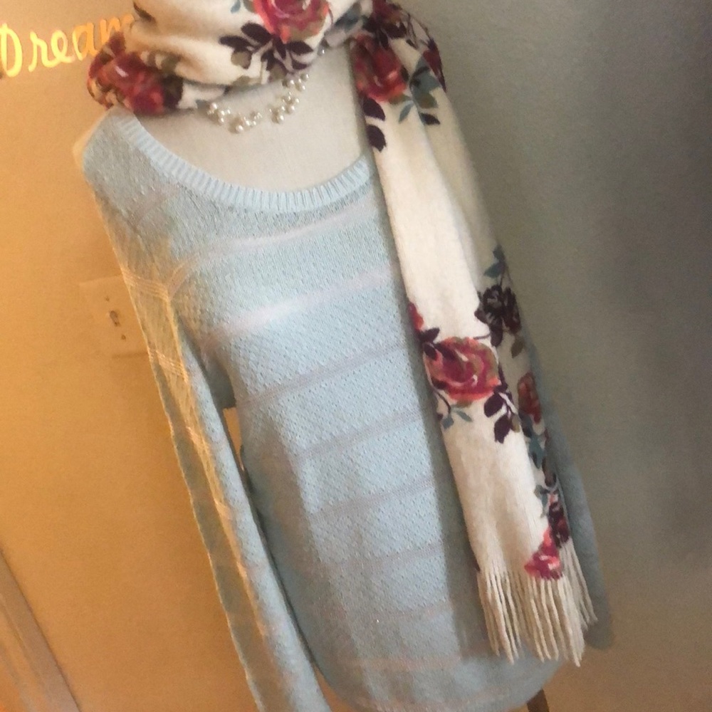 Like NEW!! L Sea Foam Green Gold LC Laura Conrad Bow Tie Sweater